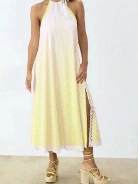 NWT Womens GSTQ Mesh Halter Maxi Dress $225 Value Size XS